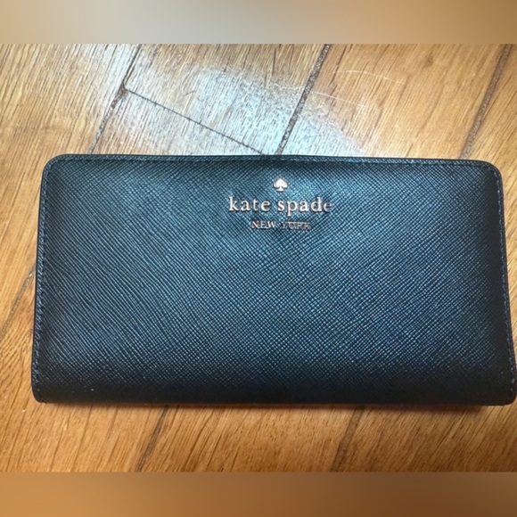 Kate Spade Large Slim Bifold Wallet Black - Picture 1 of 4